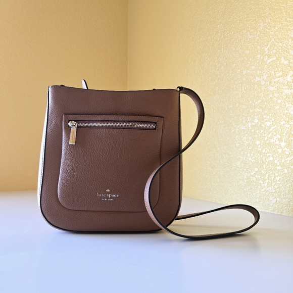 Kate Spade Leila Top Zip Shoulder Crossbody bag Pebble Leather Gingerbread Brown - Picture 2 of 15